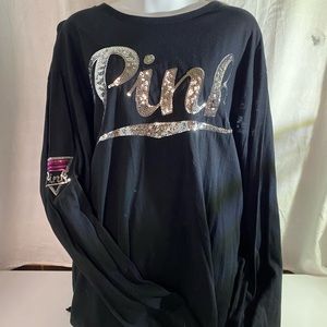 Pink sequins, long sleeve tee